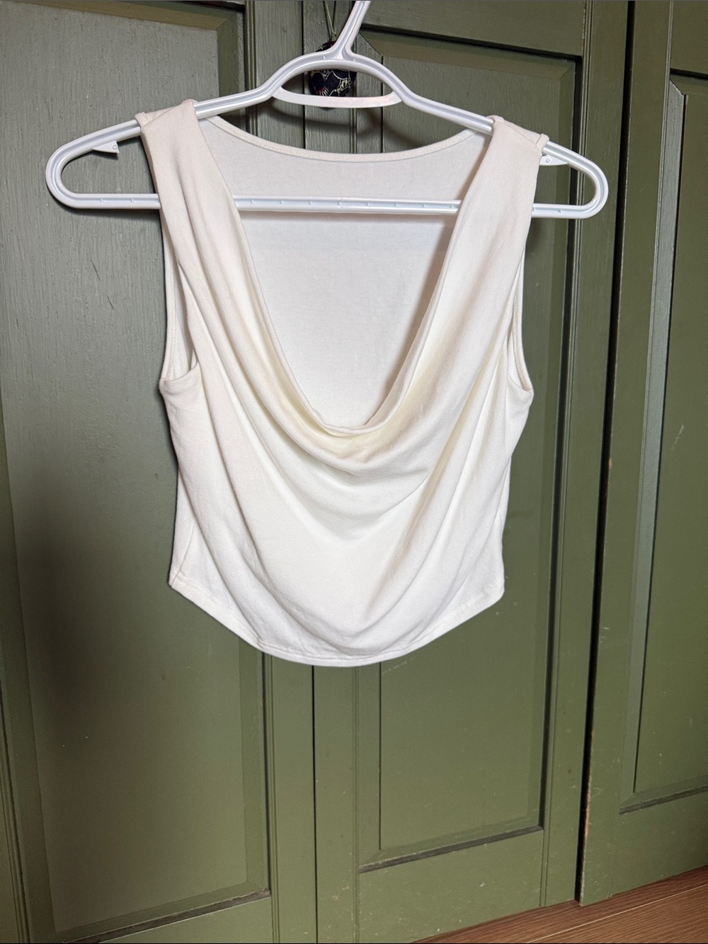 Sleeveless Cowl Neck Tank Top - Cream